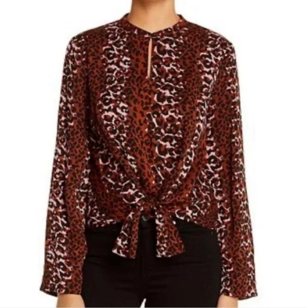 Scotch & Soda Small Animal Print Blouse Long Sleeve Shirt Leopard Cheetah Top